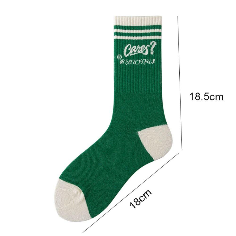 Trendy Cotton Green Socks Harajuku Ins Autumn Winter Sports Socks Japanese Style Mid Tube Socks For Women Men