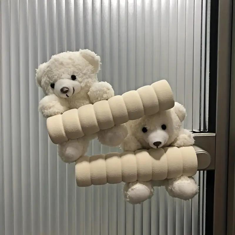 Soft Fabric Door Handle Protector, Adorable Bear Design, Anti-Collision Anti-Static Cover for Home Room Doors
