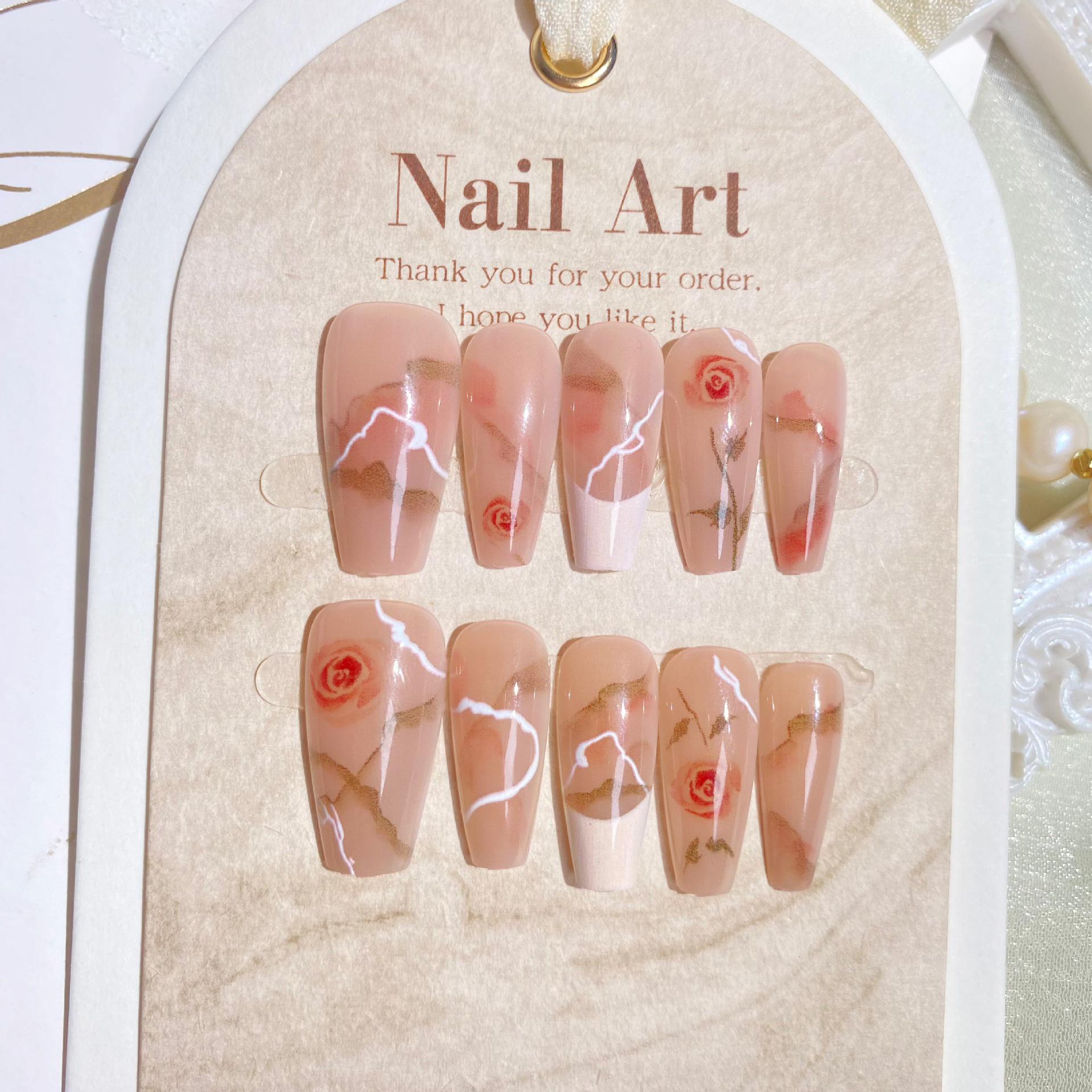 

Элегантный набор для нейл-арта с длинными журавлями, расписанный вручную (10 кусочков)