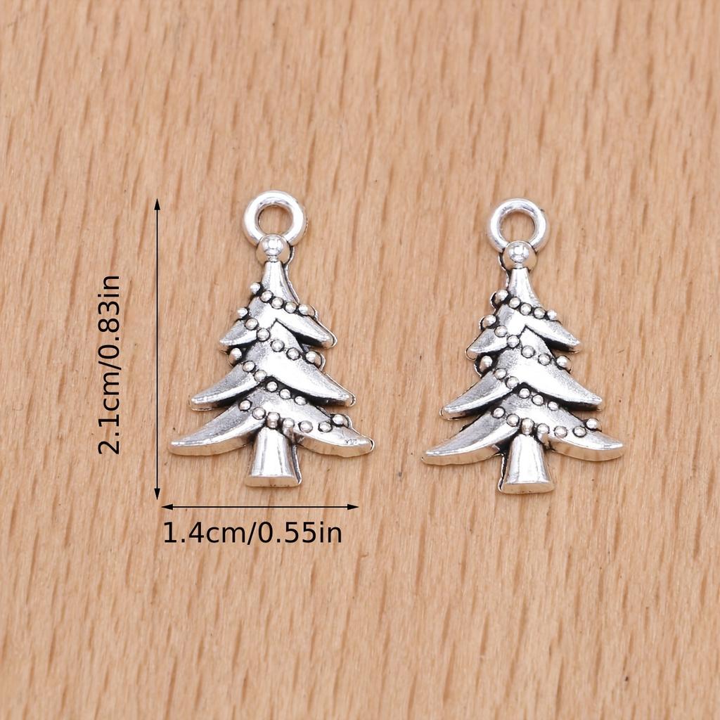 15Pcs Silver Plated Christmas Tree Charms Pendants For Jewelry Making Diy Handmade Necklace Earrings Key Chain Accessories
