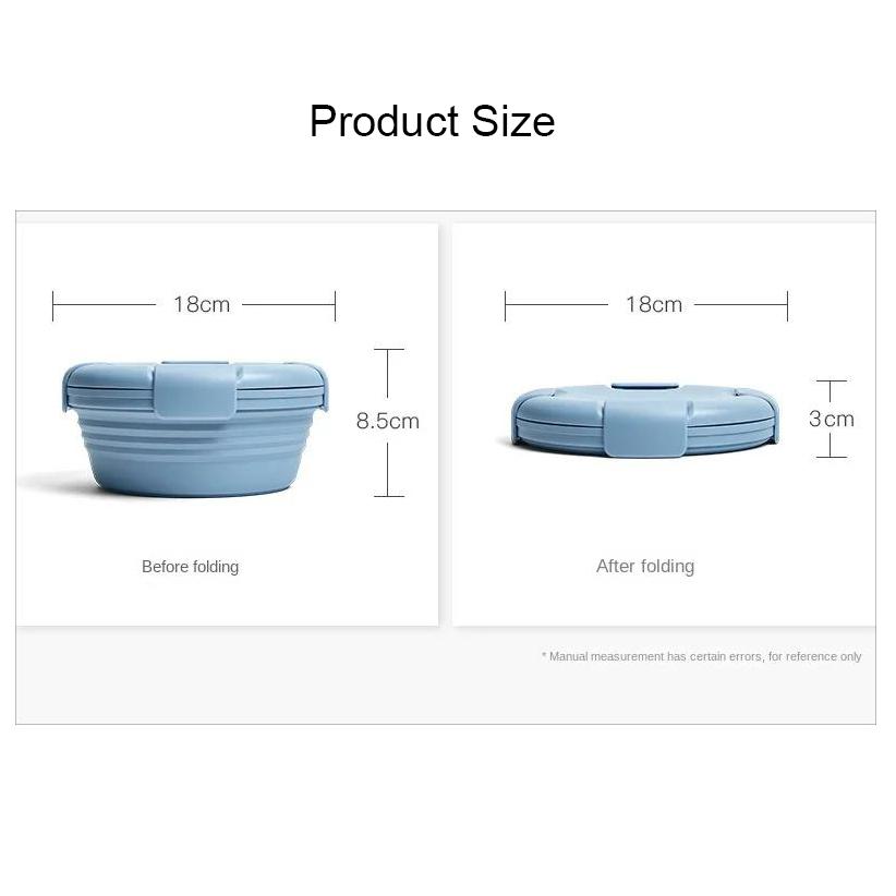 1 buc Bol de prânz pliabil pentru călătorie Bol de salată reutilizabil Depozitare alimente Bol de picnic pentru exterior Sigur pentru microunde și mașina de spălat vase