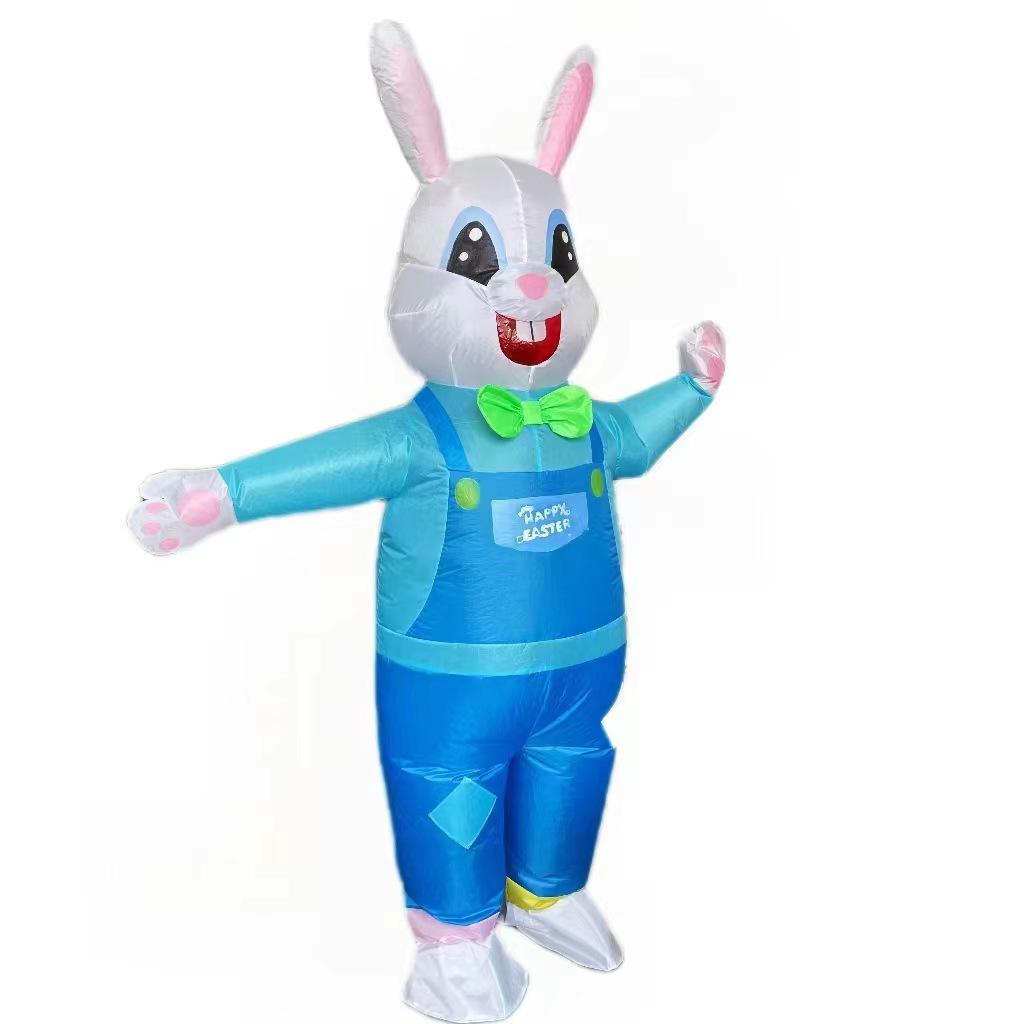 Cycling Style Full Body Easter Bunny Inflatable Costume - Blue Pink Festival Cosplay Doll