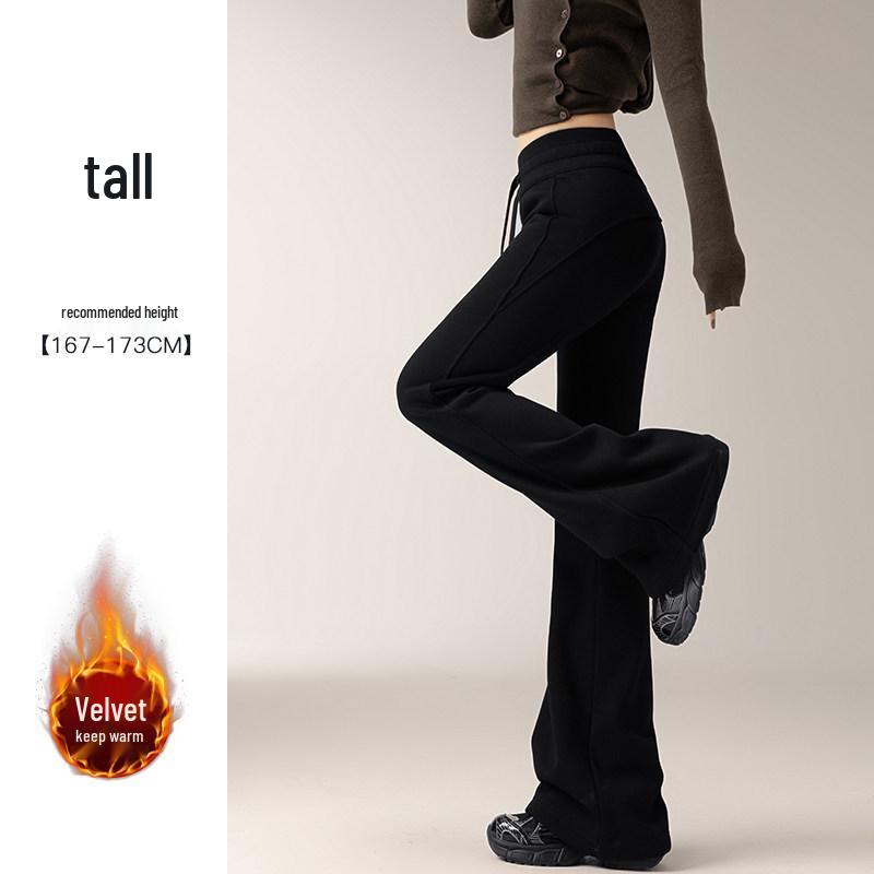 Women's Spring 2026 High-Waisted Micro-Flare Casual Pants - Slimming, Petite, Narrow Leg Design