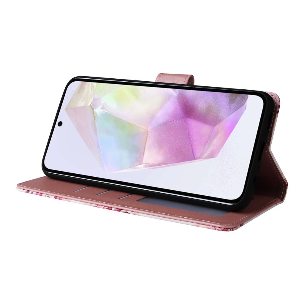For Samsung Galaxy A17 5G/A26 5G Case Lacquered Marble Pattern Leather Phone Cover with Wrist Strap