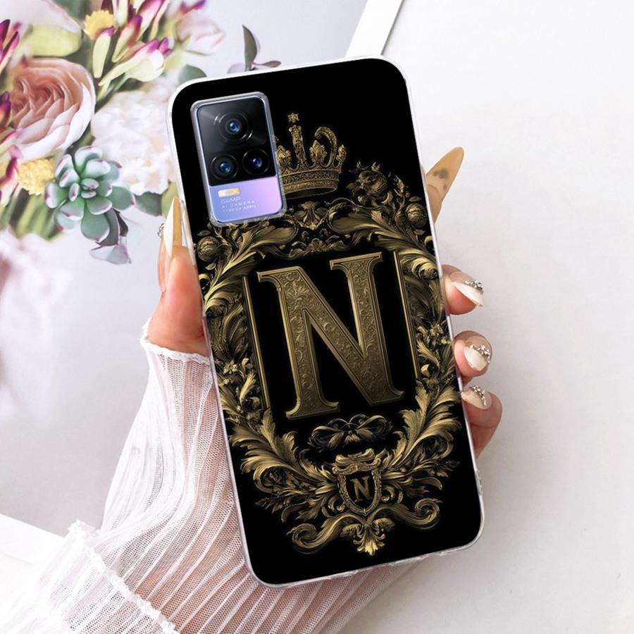 For Vivo V21e V2061 Y73 2021 Case Initial Letter Silicone Protective Soft Back Cover Case For VivoV21e 5G Case V2055 Phone Funda
