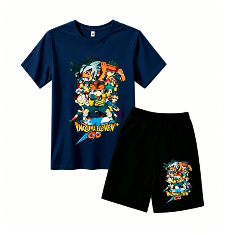 Fashion Anime Character Games Print Outdoor Street Kids T-shirt and Shorts Summer Home Casual Outfit Boy and Girl's Sports Set