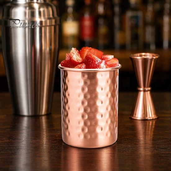 Handgesmeed Metalen Tumbler Gehamerd Roestvrij Staal Beker, met Stabiele Basis, Duurzaam Langdurige Beker Herbruikbaar Drinkglas, Gemakkelijk te Onderhouden Koper