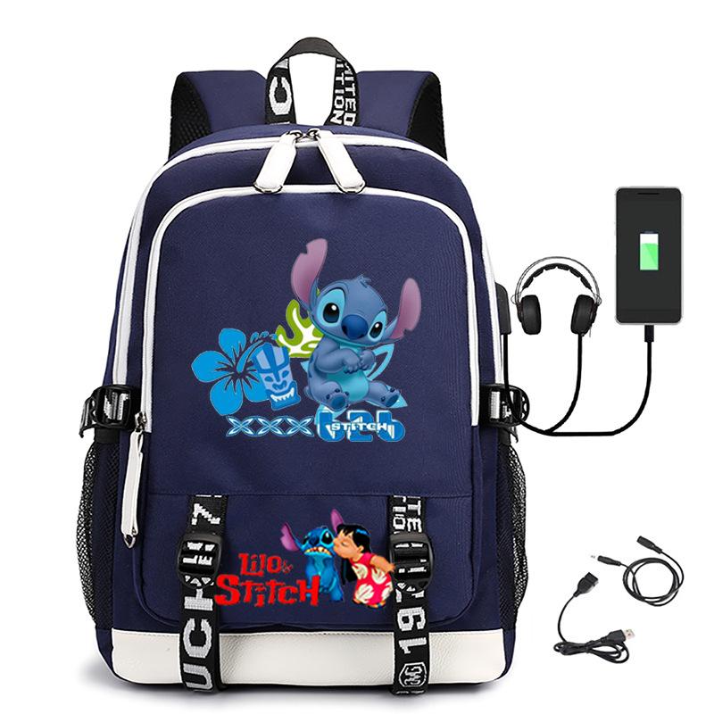 Large Capacity Backpack Printed Student USB School Bag