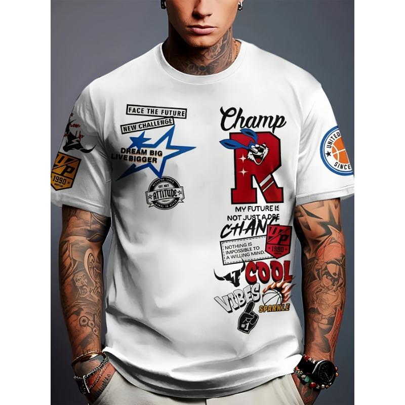 Casual Men'S T-Shirt with New York Lettering, Summer Short-Sleeve Printed T-Shirt, Oversized Top