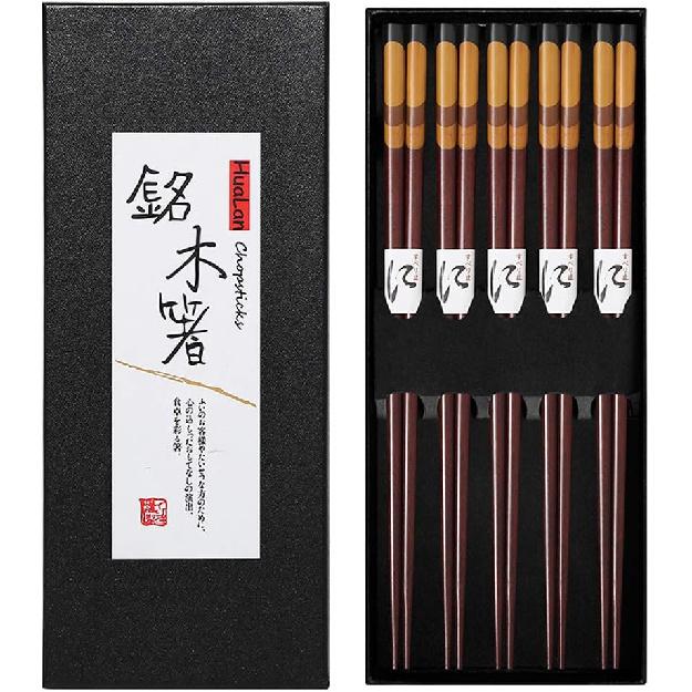 Japanese Natural Wood Chopstick Set Reble Classic Style Chopsticks Non-slip Design Chop Sticks 5 Pairs Gift Set
