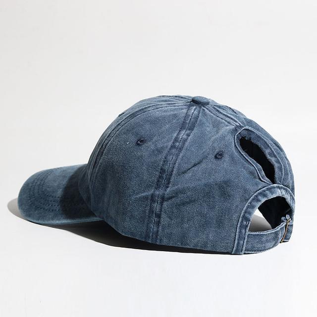 Damen-Baseballkappe mit Hohlsaum, Jeans-Sonnenhut, Baumwolle, schlichte Vintage-Schirmmütze für Outdoor-Sportarten, lässige Kappe