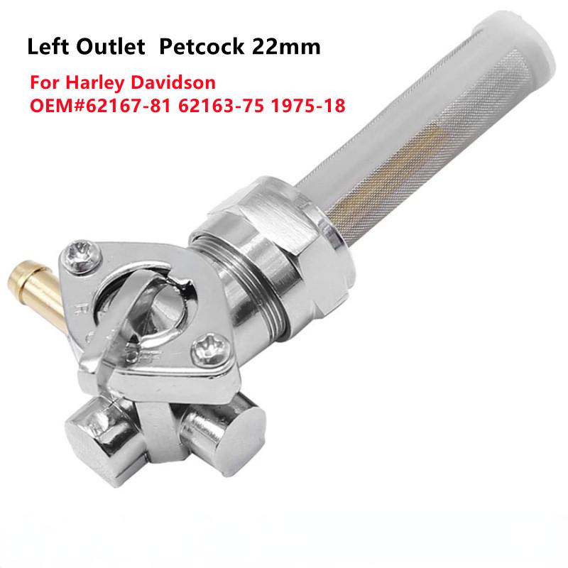 

Fuel Valve Petcock 22mm Left Outlet Sportster Big Twin 62167-81 62163-75 1975-18 For Harley Davidson Dyna Fuel Cock Tap Gas Tank
