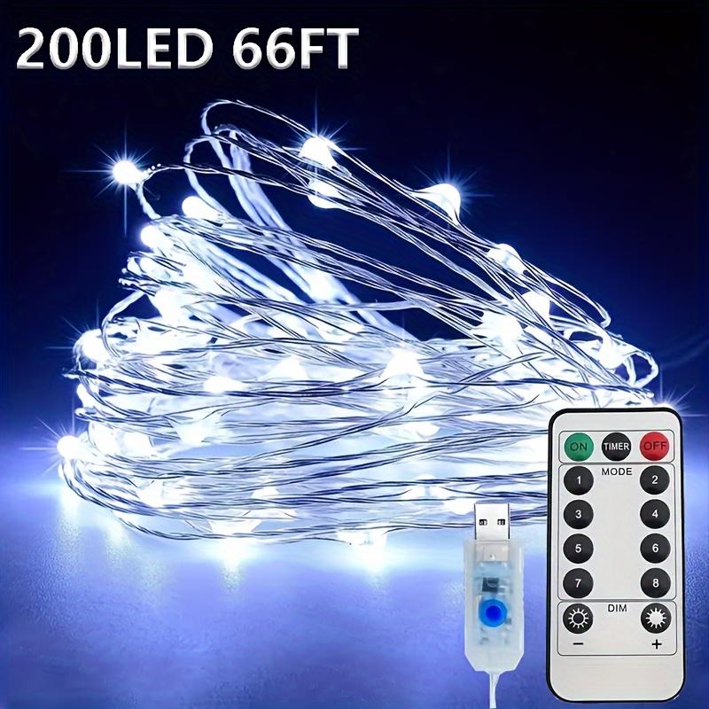 De înaltă calitateBZPCF 1 buc Lumini Zână USB, 66FT 200LED, 33Ft 100 LED, 16.4FT 50LED, Fir Argintiu, 8 Moduri de Iluminare, Telecomandă, Alimentat USB,