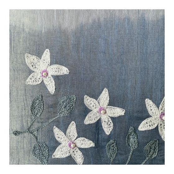 Used Kusukusu Zakka Ant Embroidery Pearl Beads Floral Stole Gradient Cotton 80% Silk 20% Embroidery Rayon 100% Country Simple Nordic 50cm x 180cm