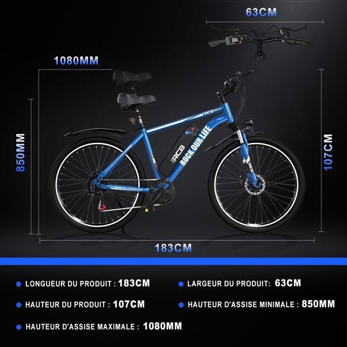 RCB Elektrische Fiets 26 Inch E-Bike Stad voor Volwassenen, 350W Motor, 36V/10.4Ah Batterij, 7 Versnellingen, APP-Bediening-Blauw
