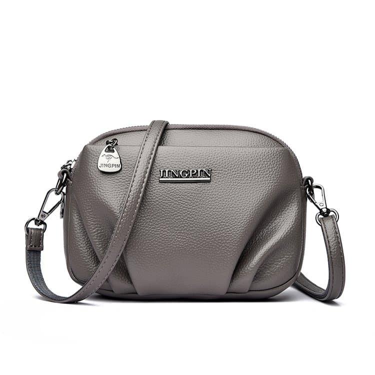 Lychee Pattern Soft Leather Messenger Bag Female