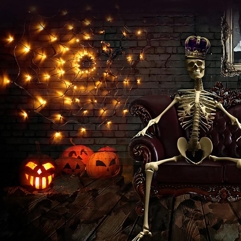 Halloween LED Light String Ghost Festival Decoration Ghost House Party Decoration Atmosphere Light Spider Web Colorful Light
