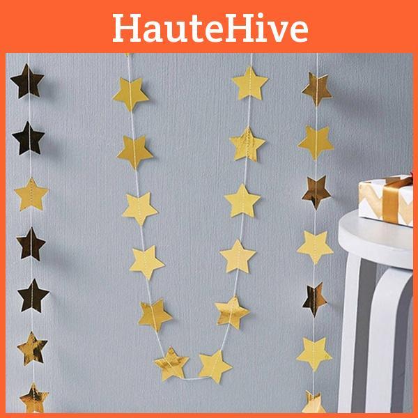 High-quality Star Paper Garland In Gold Silver And Blue For Festive Celebrations