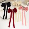 Velvet Ribbon with Pearl Korean Hair Clips for Women Elegant Long Tassel Large Bows Girls Hairpin Accessories Autumn Winter New