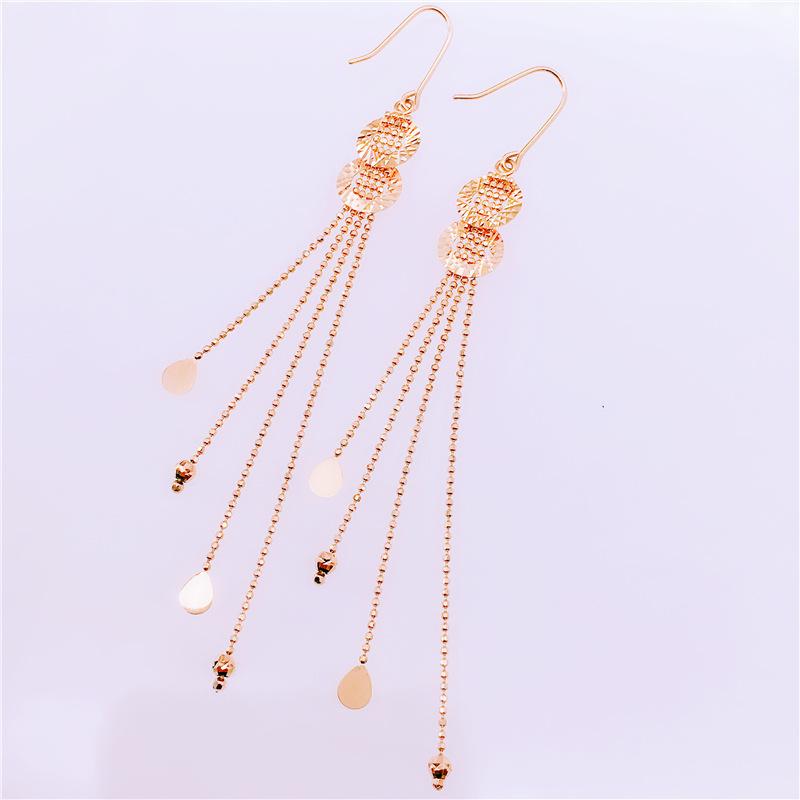 Фиолетово-золотая нить-серьга с бахромой из бусин, разноцветная в стиле Мори, позолоченная ретро, длинные серьги-гвоздики