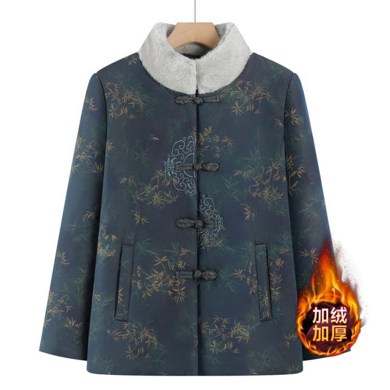 Winter padded jacket medium and old velvet thickened warm padded jacket old lady padded jacket