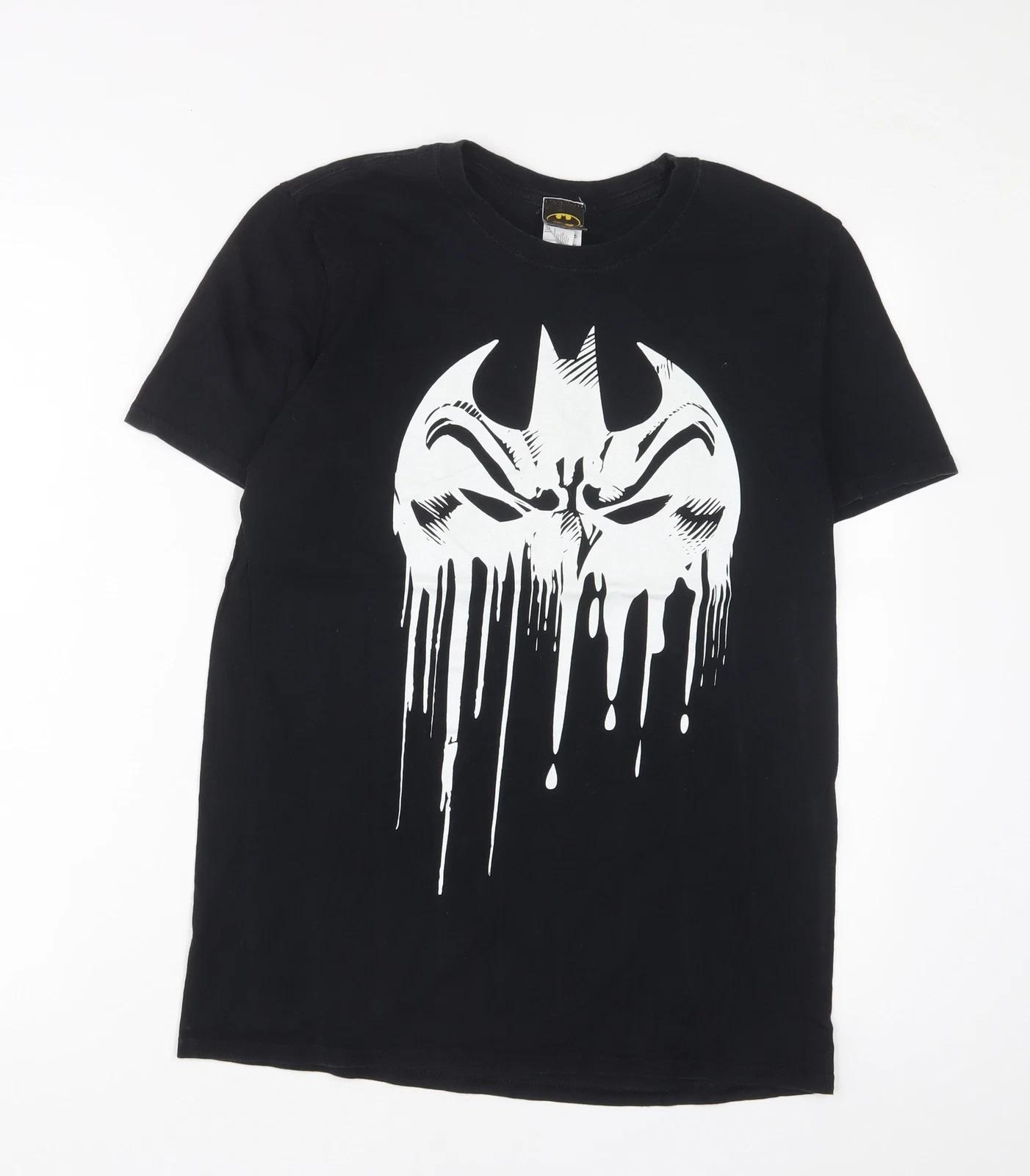 Batman Mens Black Cotton T-Shirt Size M Crew Neck S