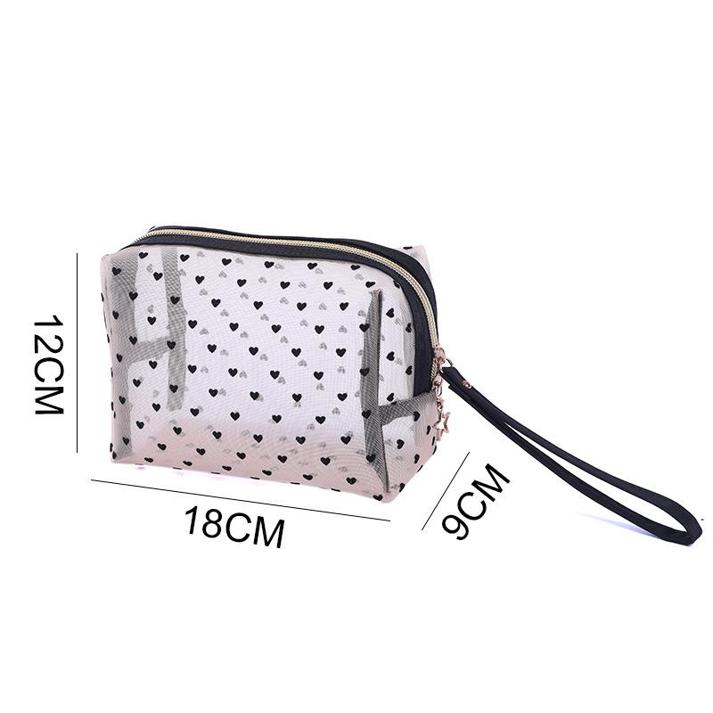 

1Pcslove Makeup Bags Mesh Cosmetic Bag Portable Travel Zipper Pouches For Home Office Accessories Cosmet Bag