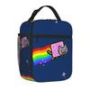 Nyan-Cats Rainbow Funny Game Tote Insulated Lunch Bag Internet Meme Handheld Food Bag Reusable Thermal Cooler Washable Bento Box