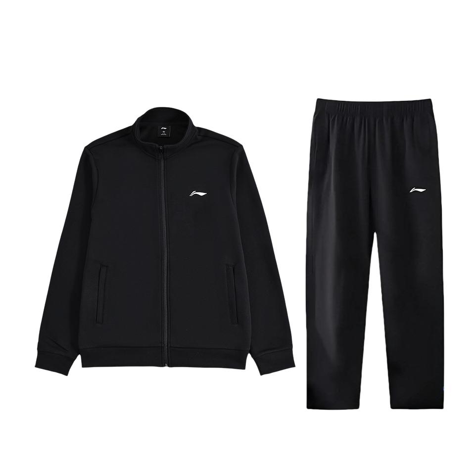 Li Ning Knitted Stand Collar Loose Comfortable Casual Sports Suit Men suit YWDV349-1+AKLU949-1