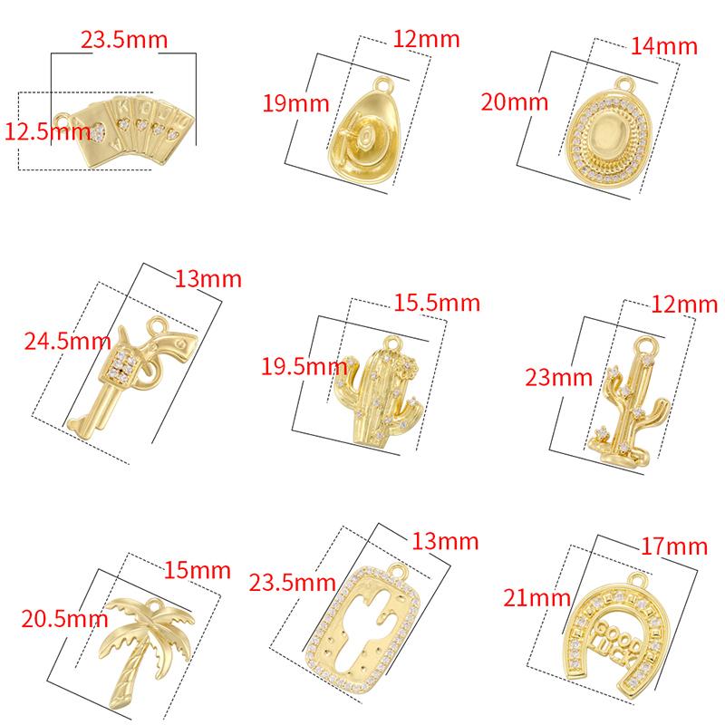 ZHUKOI Western Cowboy Desert Metal Pendant Golden Plated with CZ Stone Jewelry Accessories :VD1757-VD1765