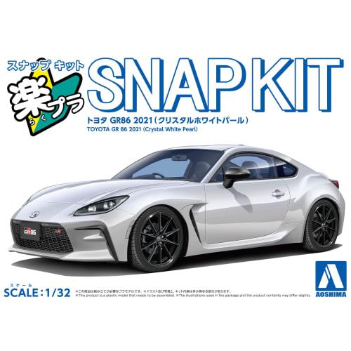 Aoshima Bunka Kyozai 1/32 Scale Rakupla Snap Kit No.10-CW Toyota GR86 2021 Crystal White Pearl Pre-Colored Plastic Model Kit (Automobile)