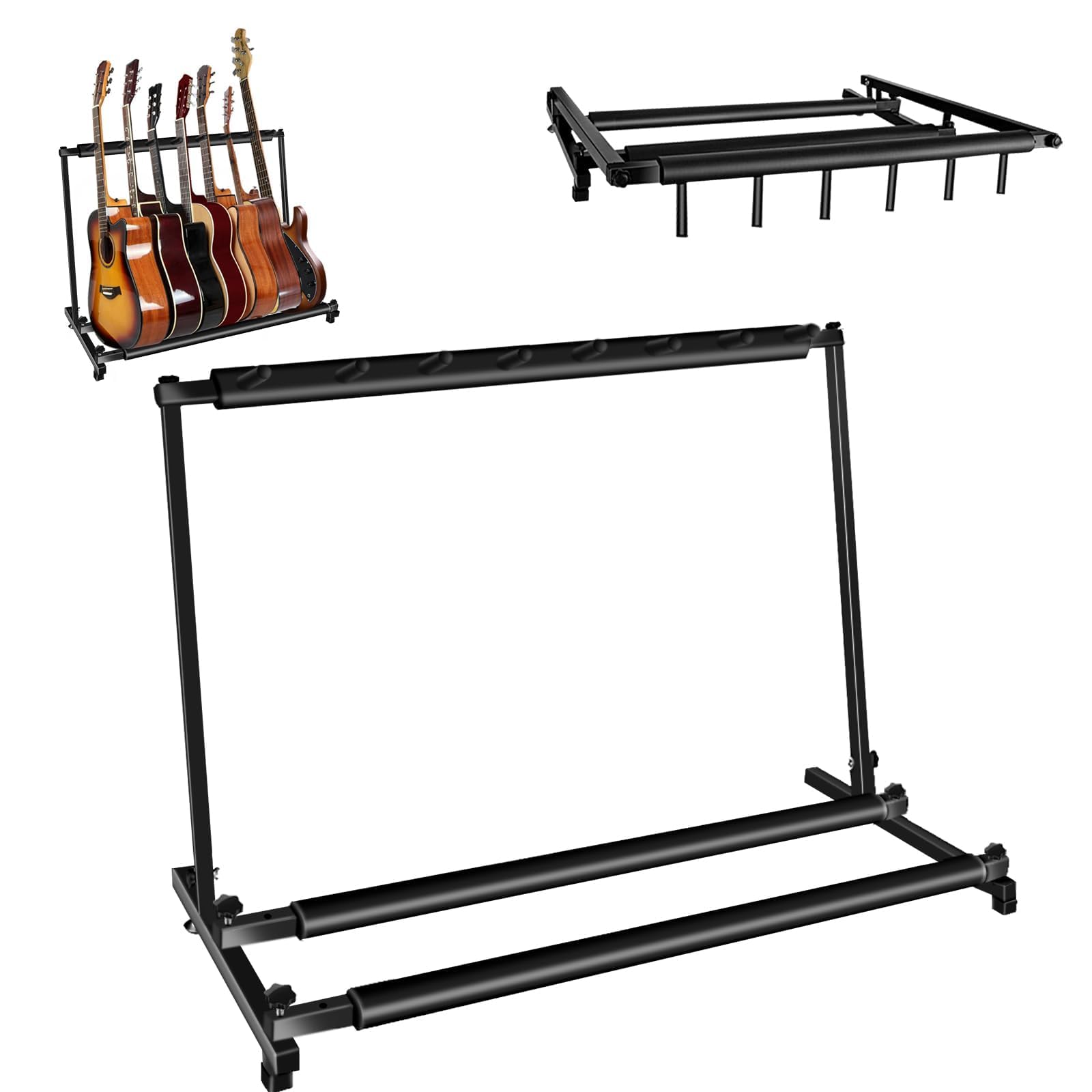 

UYTON Folding Guitar Stand 7 with Rubber Straps to Prevent Scratches on Durable and Easy to Store with Acoustic Classical Electric and Wind Stable and чёрный