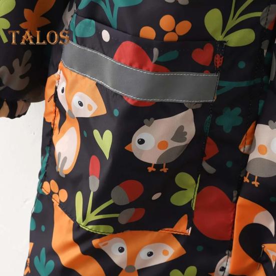 Children Hooded Raincoat Cartoon Rain Jacket Multicolor Waterproof Jacket with Pockets Fall Winter School Outfit for Boys Girls 3-11 Years