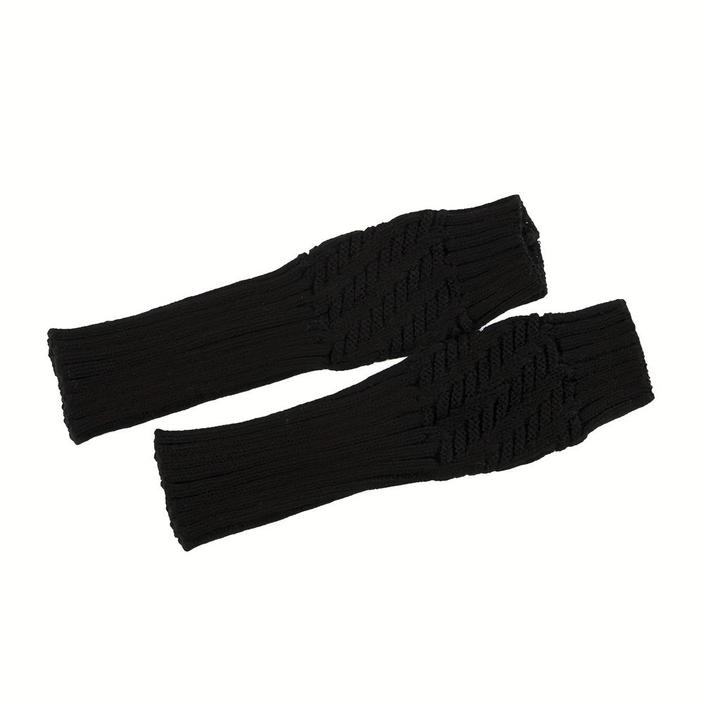 

A pair Long Fingerless Glove Arm Warmer Stretchy Mitten Unisex Crochet Half Finger Long Gloves