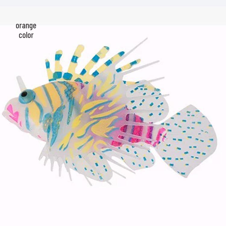 Decorative Lionfish with Suction Cups - Luminous, Plastic, and Ideal for Fish Tank Landscaping
