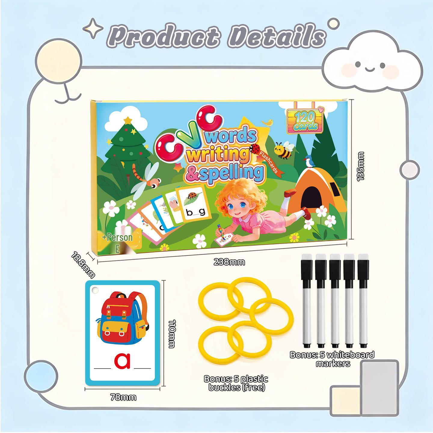 English CVC Early Education Phonics Flashcards for Kids