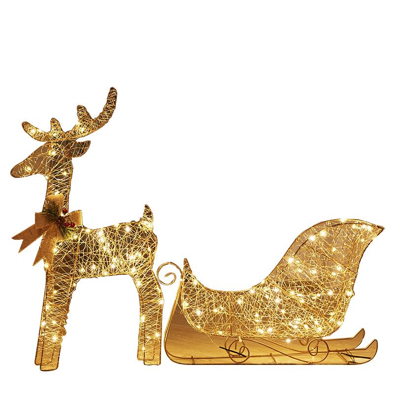 Illuminated Christmas Deer with Cart Gift Set - Festive Window Decorative Ornaments