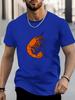 Unisex Summer White Short Sleeve Tee Minimalist Orange Shrimp Graphic Print Crew Neck Loose Casual Streetwear Male Fashion Tops