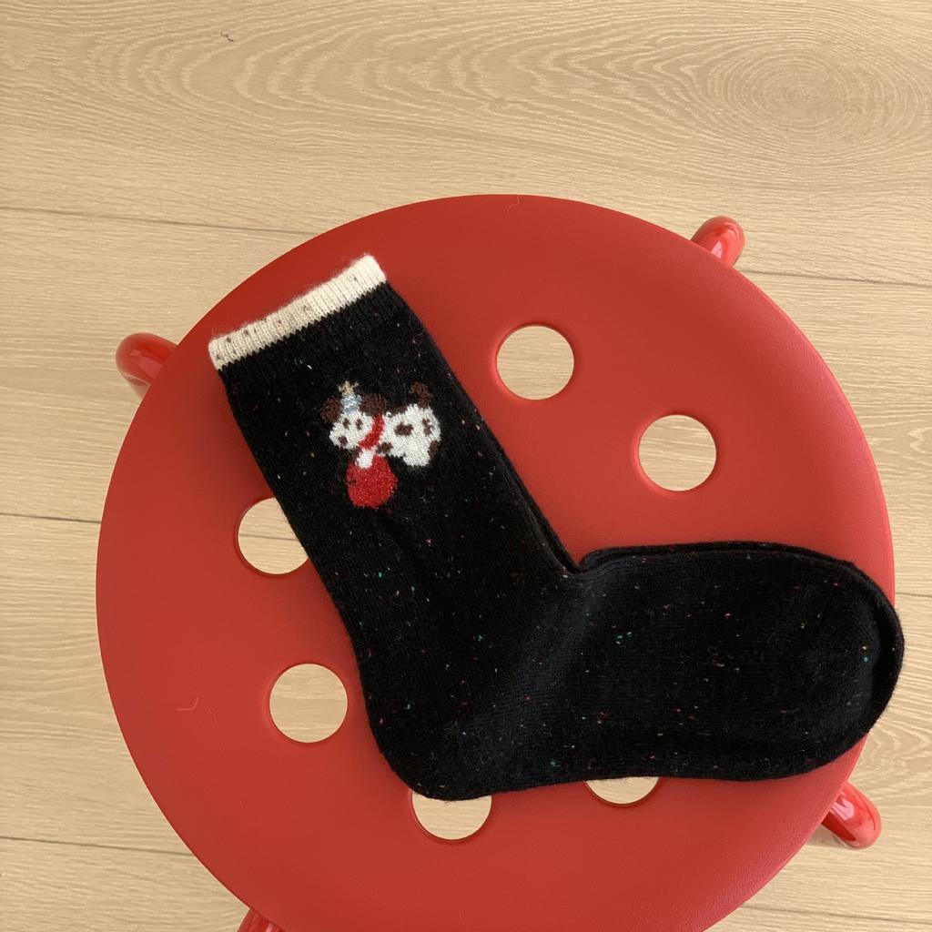 Versatile Medium Tube Socks Love Wool Socks Boneless Warm Cute Japanese And Korean Puppy Female Cartoon Thickened Confinement Socks