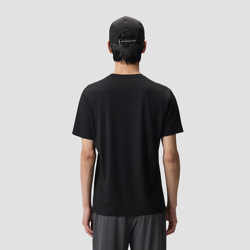 Saucony Knitted Sports Cool Feeling Elastic Breathable Moisture Wicking Quick Dry Round Neck Pullover Short Sleeve Running T-Shirt SE2269ST41T-BK001