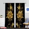 Flat Printingluxurious Rose Golden Floral Butterfly Printed Curtain Suitable Living Room Dining Kitchen Set Of 2 Made Polyester Washable Ready