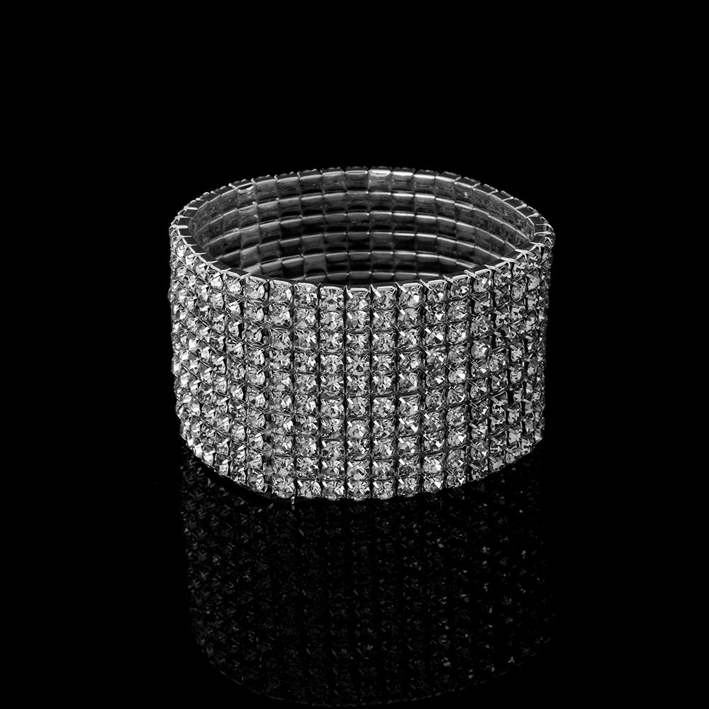 1 Pcs Shiny Bracelet for Women Crystal Rhinestone Stretch Bracelet Bangle Wristband Elastic Wedding Bridal Jewelry