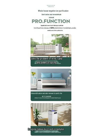 Negative Ion Air Purifier for Smoke and Formaldehyde Removal with Deodorization and Composite Filter
