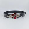 Y2k Black Rivet Belt Hip-hop Jeans Belt Vintage Heart Waistband  Men Women