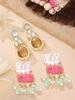 Set of 2 Multicolor Ethnic Enamel Yellow Gold Drop Earrings For Women