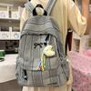 Schoolbag Korean Simple Plaid Backpack Casual Versatile Lightweight High School Students Ins Schoolbag Class Commuter Travel Backpack