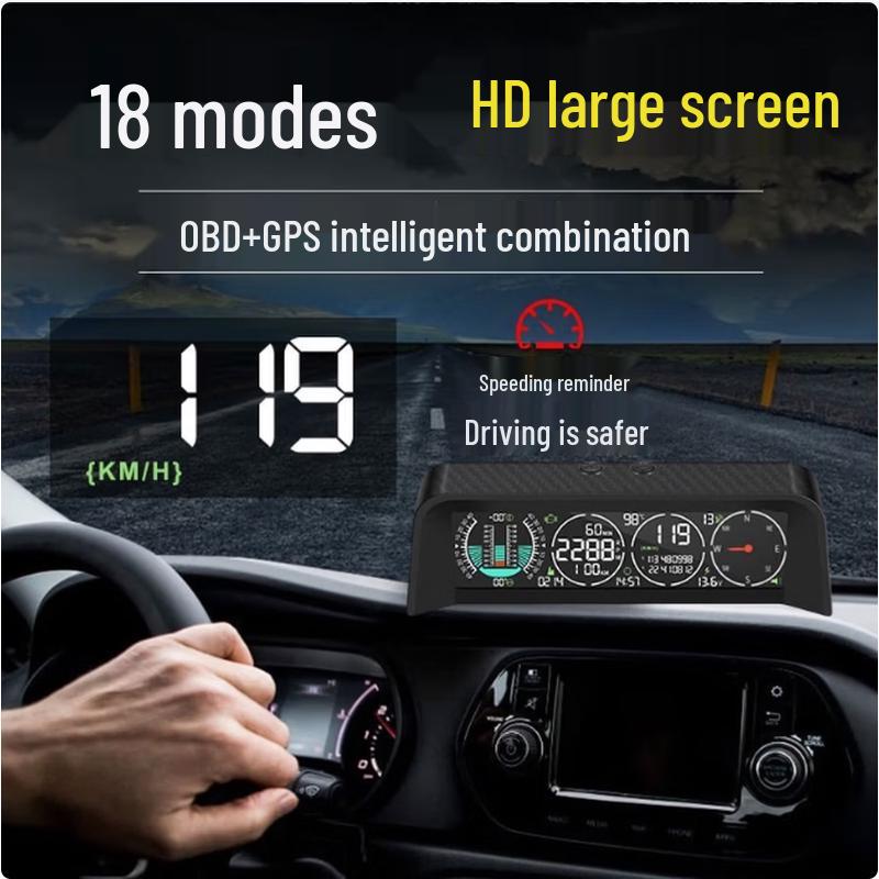 Car HUD Head-up Display with OBD+GPS and Inclinometer
