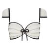 Women's Black & White Puff Sleeve Two-Piece Bikini - High Waist, Slimming Luxury Swimwear for Vacation or Hot Springs.