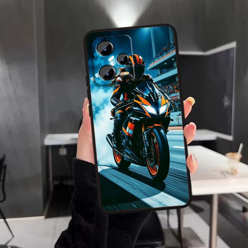 Creative motorcycle rider cool Phone Case For Xiaomi Redmi Note 15 14 13 12 12S 11E 11 11S Pro Plus 4G 5G Black Soft TPU