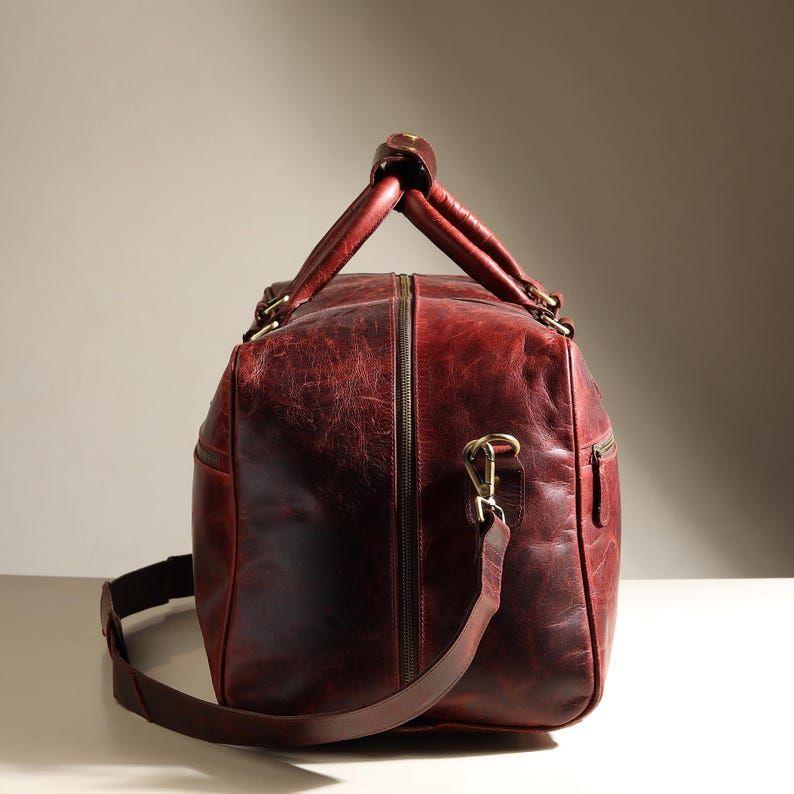 Full Grain Leather Weekender Bag: Handmade Duffle, Carry-on Holdall
